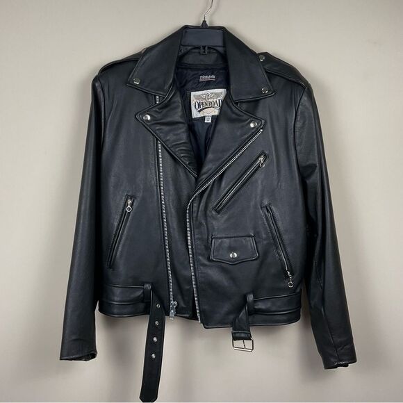 Ladies Leather Moto Jacket Open Road Sz 38 Motorcycle Zip Out Liner Insulated - Picture 2 of 10